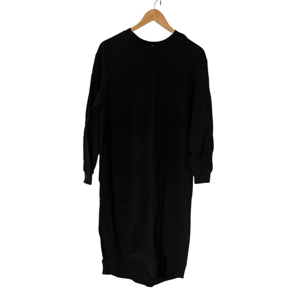 ZARA Cotton Sweatshirt Dress – Black – Size S – High-Low Hem